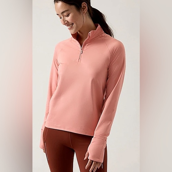 Athleta Tops - Athleta Pink Long Sleeve Quarter-Zip Top
